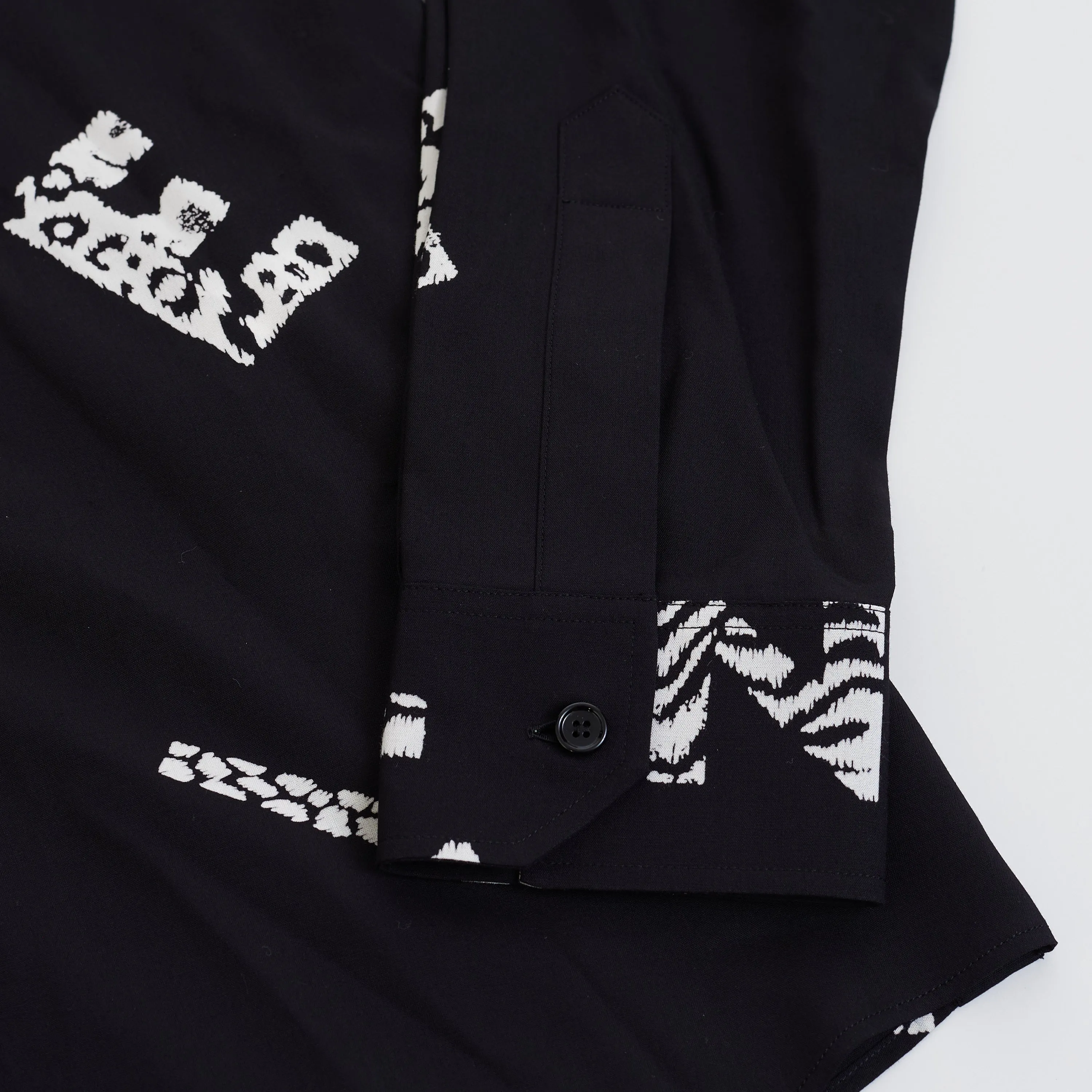 Letter Logo Print Shirt With Drugstore Collar In Black Viscose