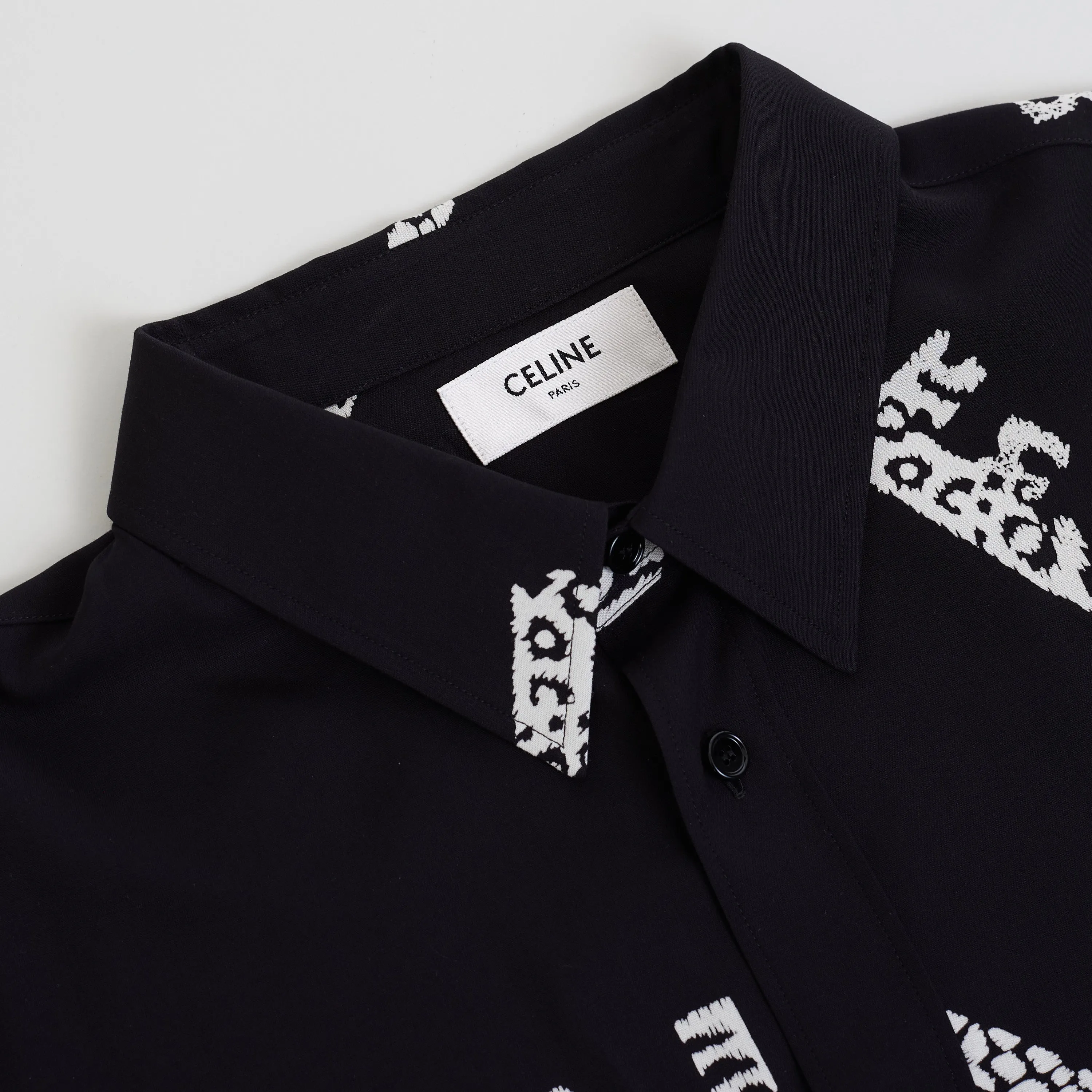 Letter Logo Print Shirt With Drugstore Collar In Black Viscose