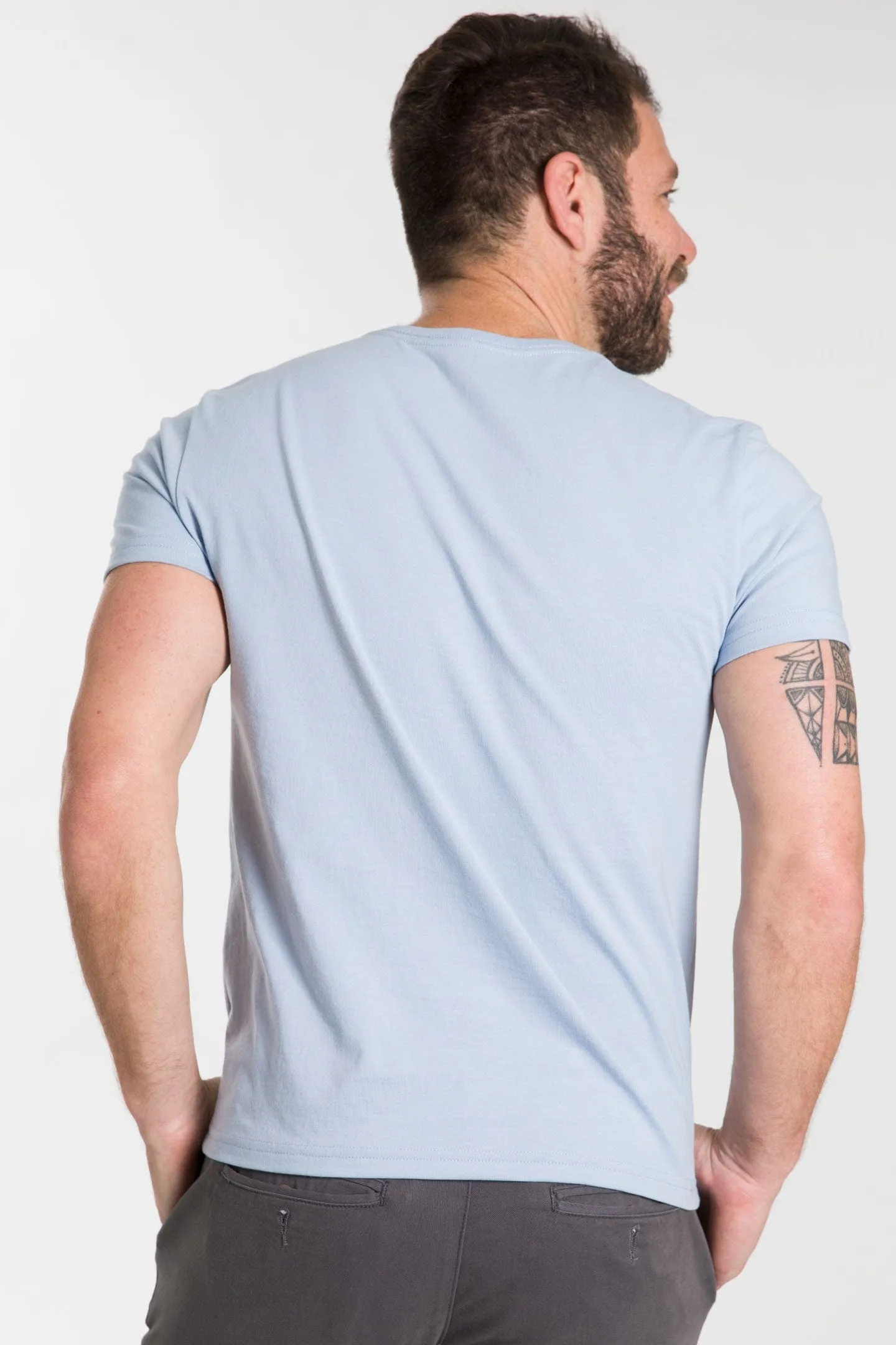 Light Blue Short Sleeve Pima Cotton Henley