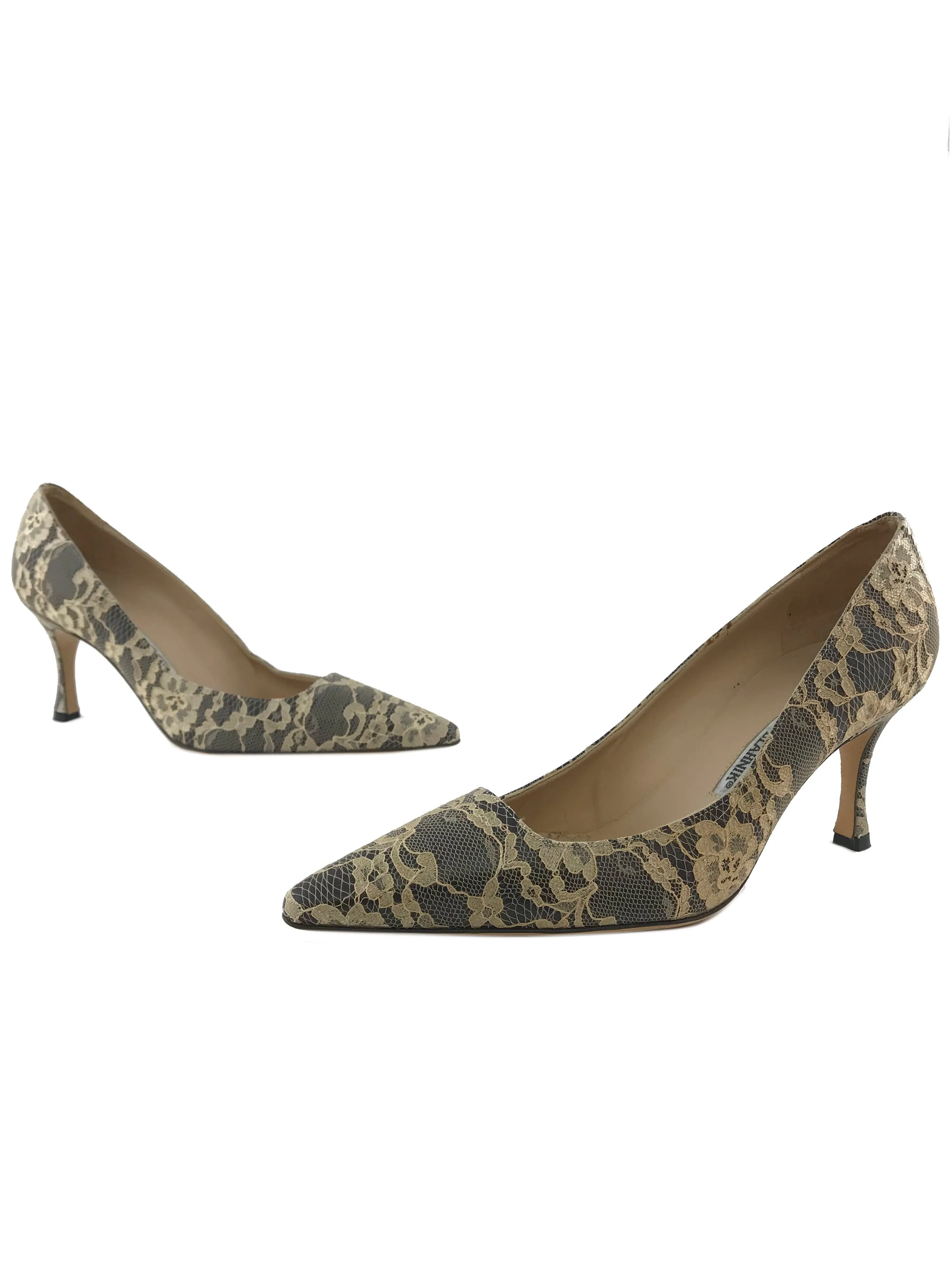 Manolo Blahnik Floral Lace Pumps Size 8