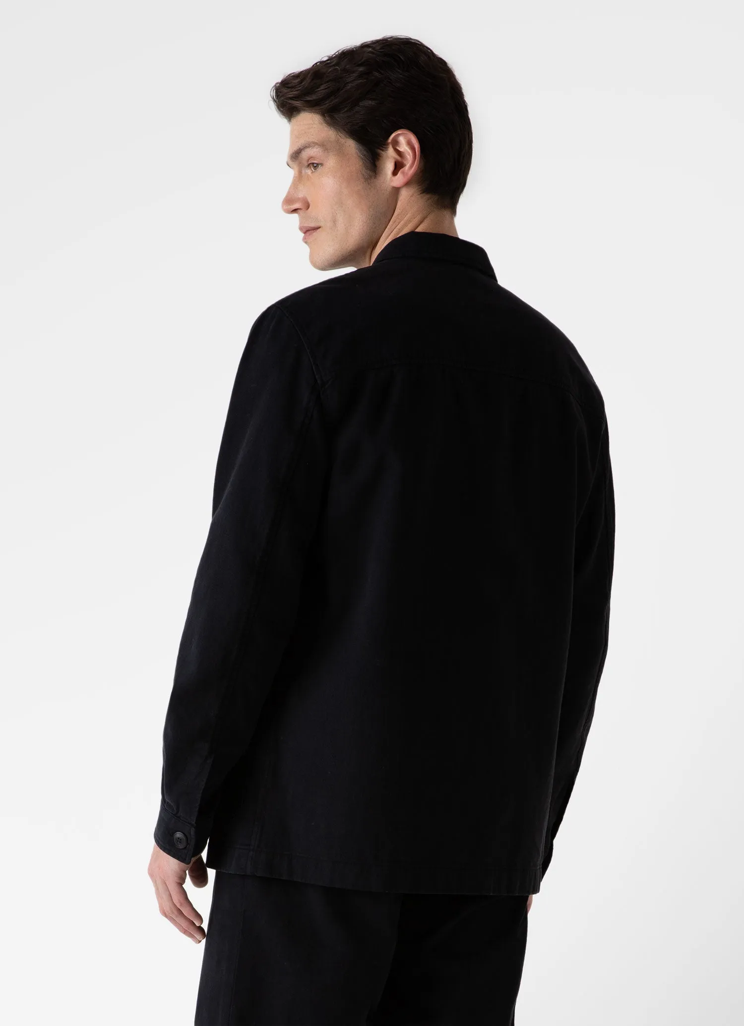 Men's Brushed Cotton Twin Pocket Jacket in Black