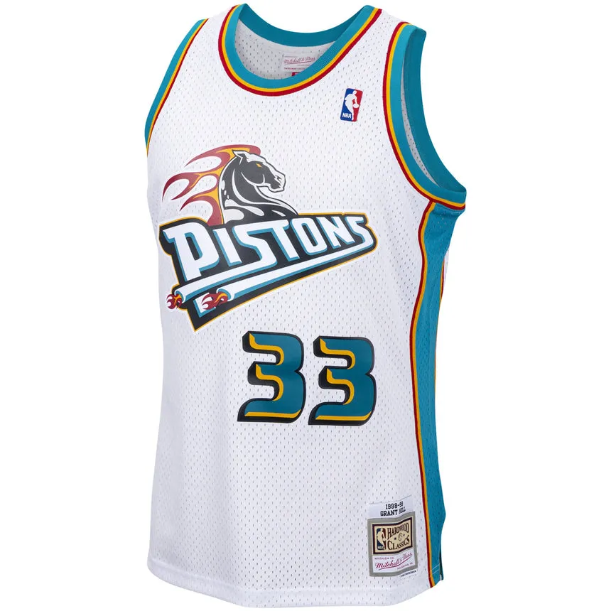 Men's Detroit Pistons Grant Hill Mitchell & Ness White 1998-99 Hardwood Classics Swingman Jersey