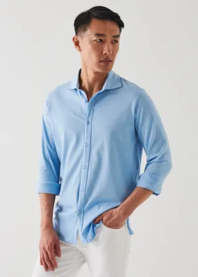 MERCERIZED PIMA COTTON LONG SLEEVE BUTTON FRONT SHIRT