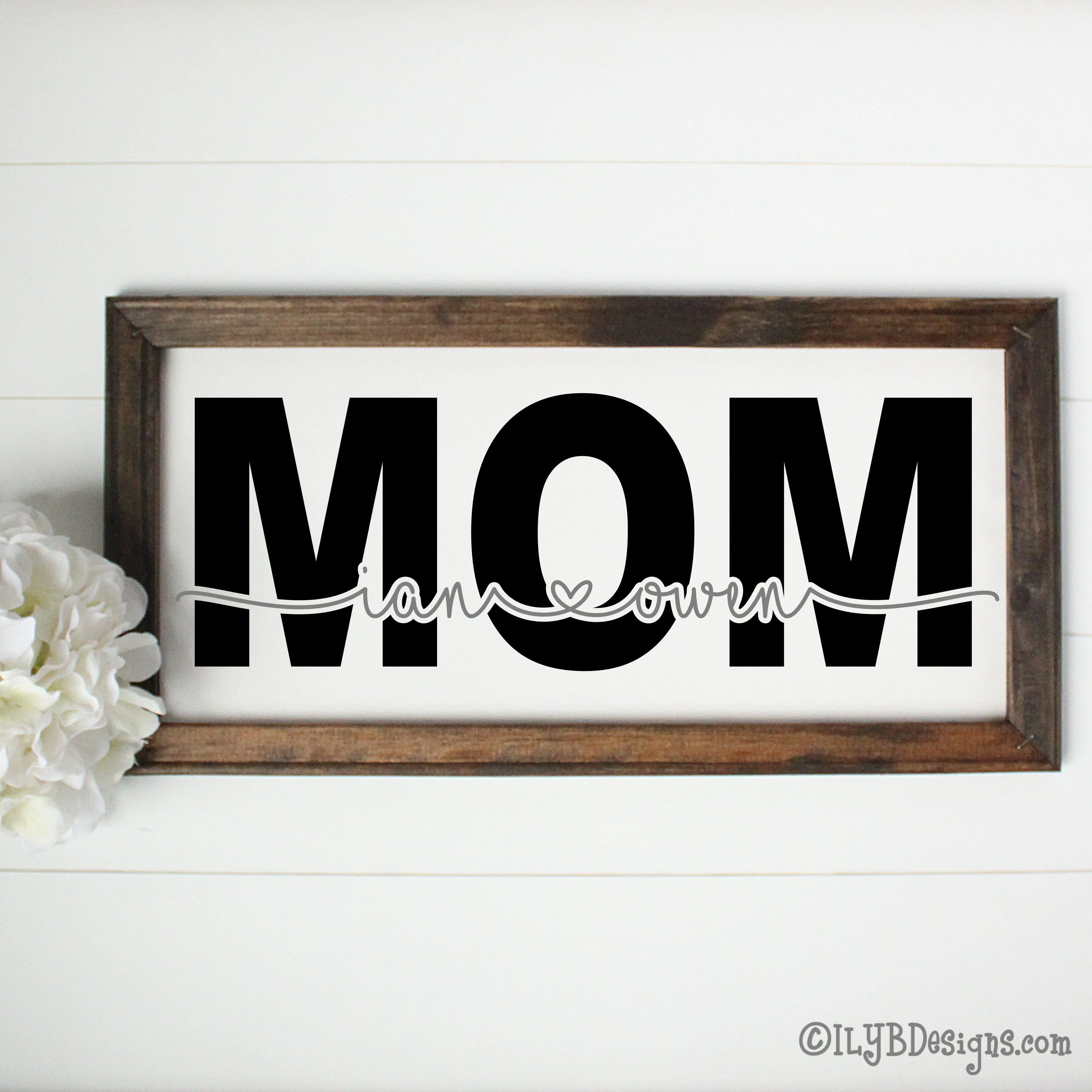 Mom with Kids Names Framed Canvas Sign | Custom Mom Canvas Sign