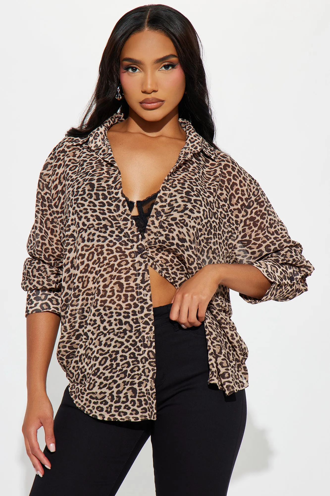 On Trend Leopard Shirt - Brown/combo