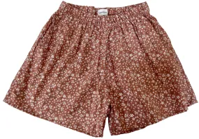 Organic poplin shorts in ditsy floral- rust