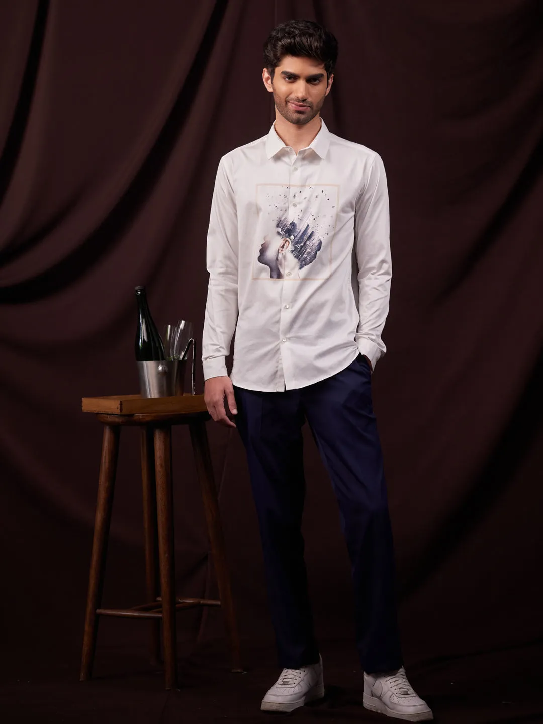 Placement Print Cotton Party Shirt - Oneness