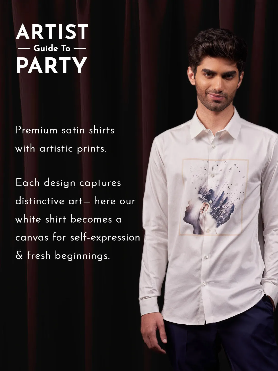 Placement Print Cotton Party Shirt - Oneness