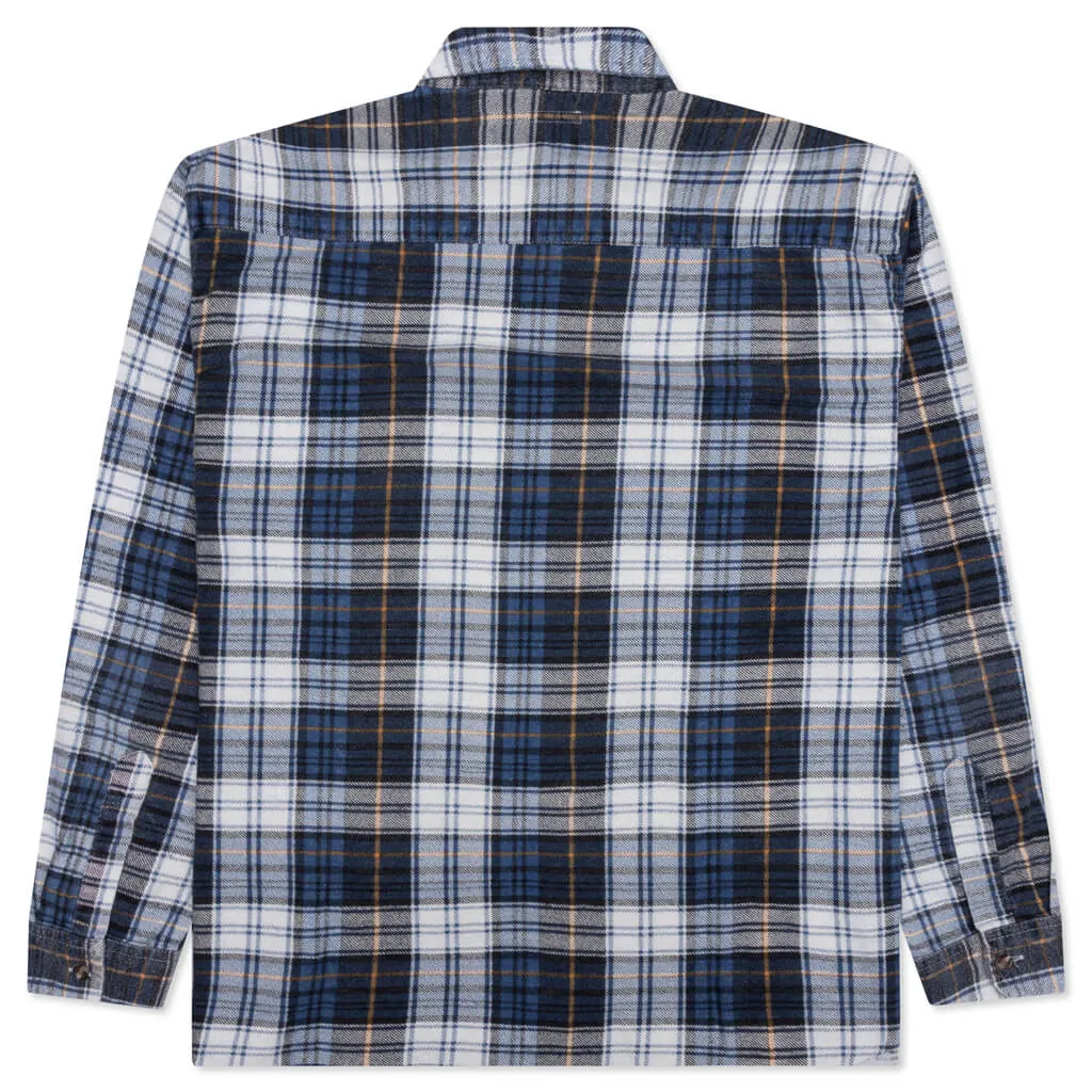 Rebuild by Flannel Shirt Ribbon Shirt - Beige/Navy