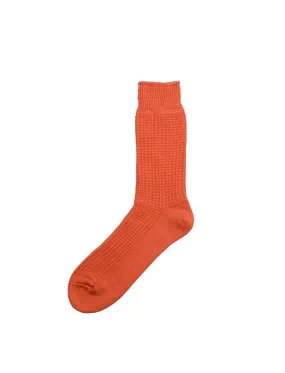 Rototo Cotton Waffle Crew Socks Light Orange