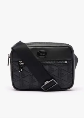 Sacoche bandoulière Lacoste reporter bag en cuir noir