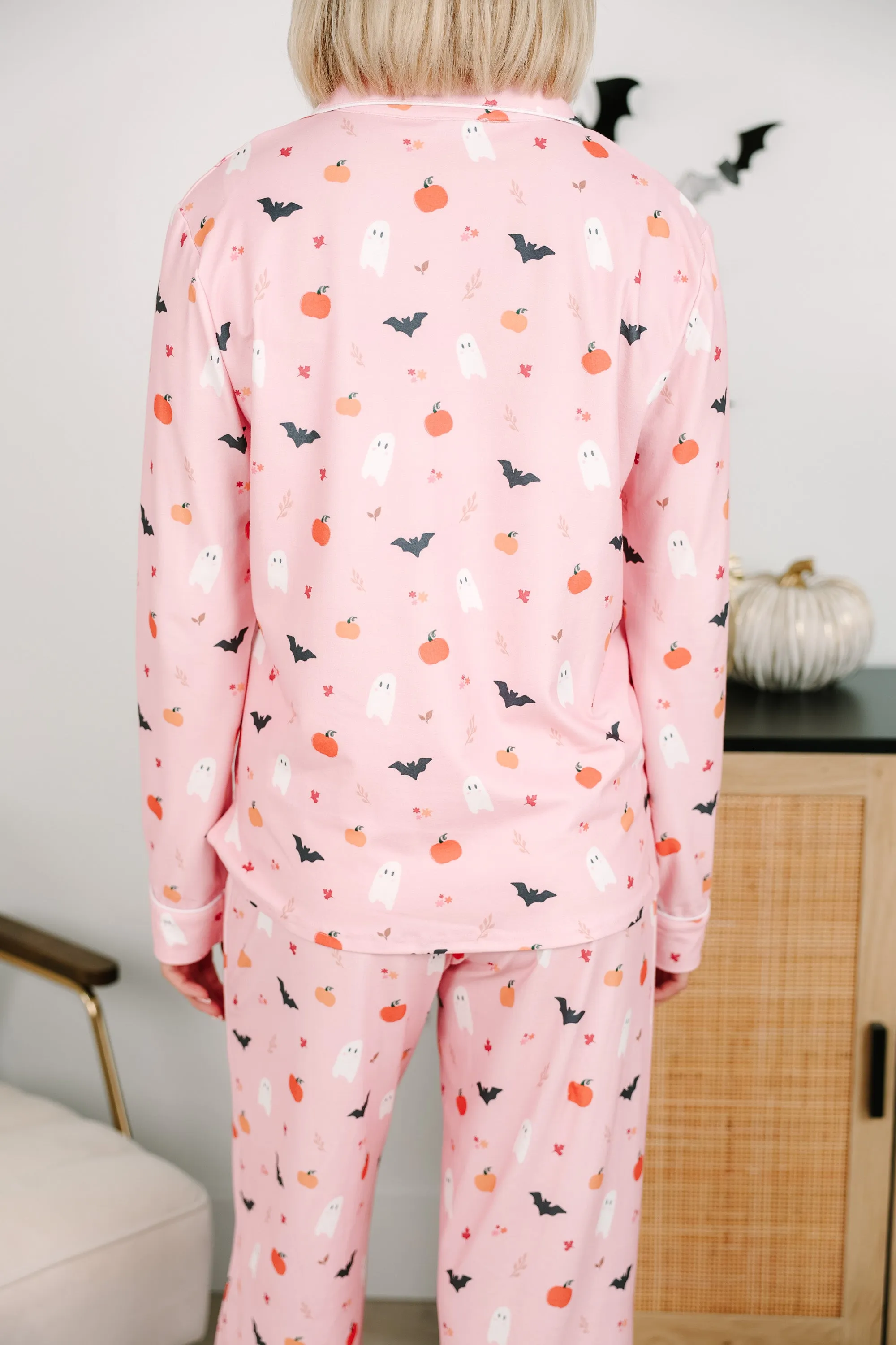 Staying In Pink Halloween Long Sleeve Pajama Set