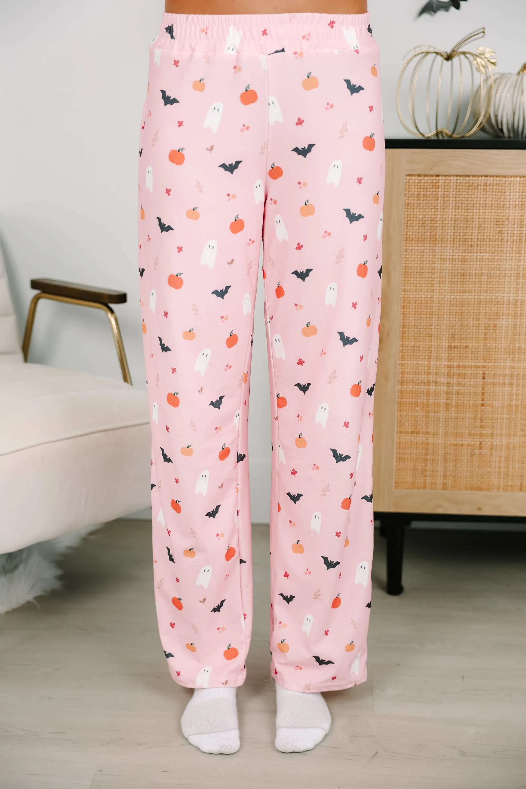 Staying In Pink Halloween Long Sleeve Pajama Set