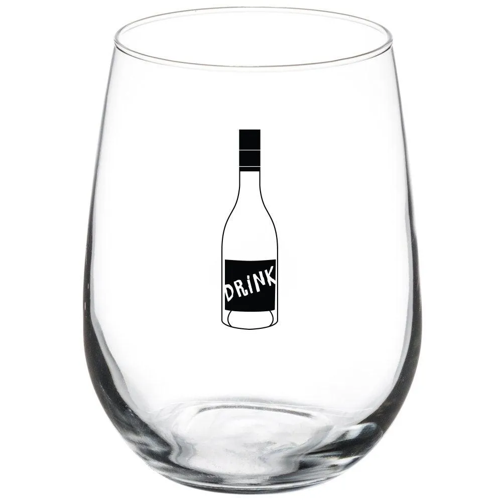 Stemless 17 Oz Wine Glass Personalized Drink Design