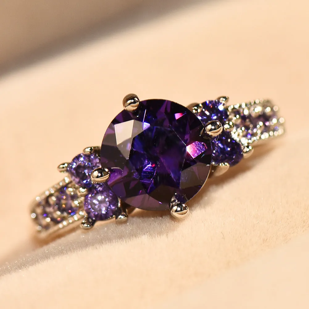 Stunning Purple Zircon Engagement Ring - Perfect for Weddings, Anniversaries & Gifts!