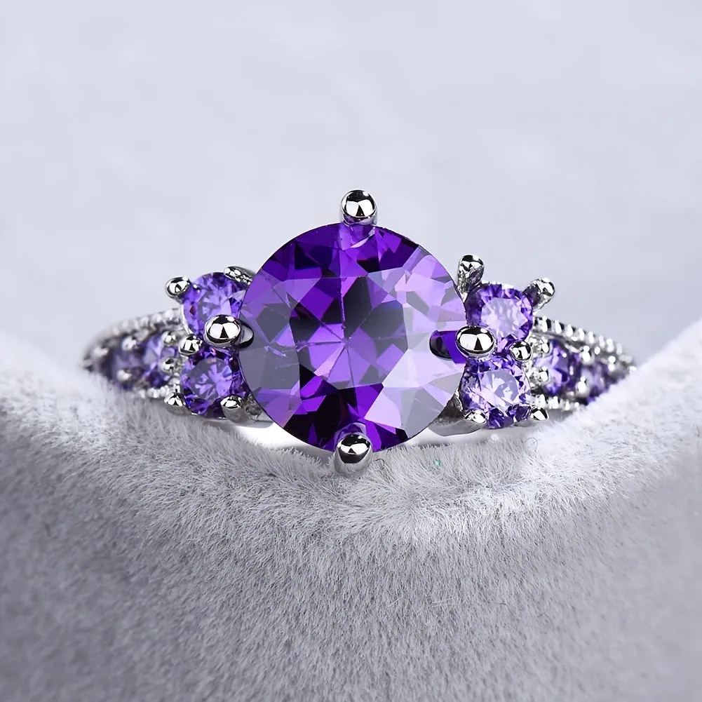 Stunning Purple Zircon Engagement Ring - Perfect for Weddings, Anniversaries & Gifts!