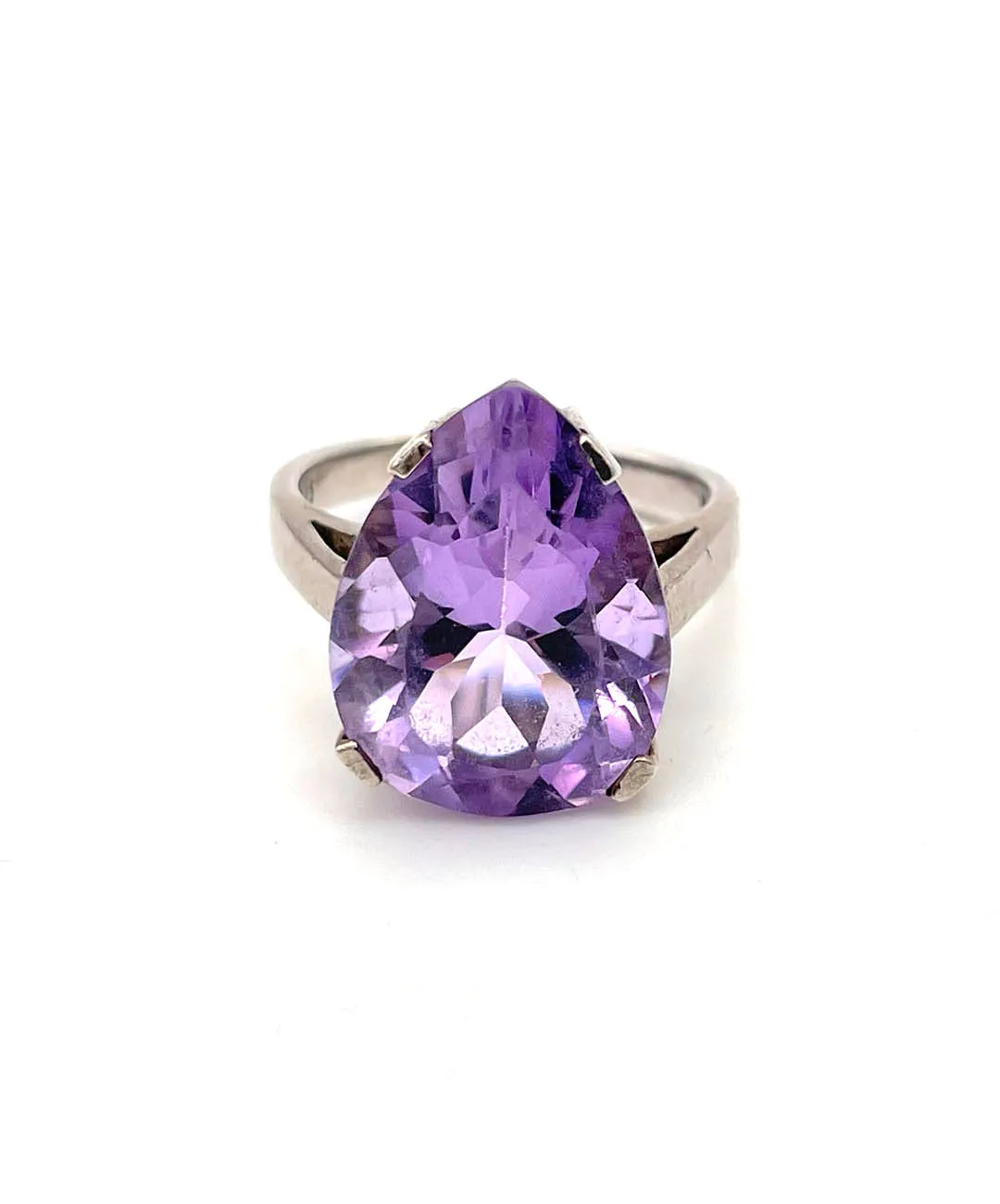 【USA輸入】ヴィンテージ スターリングシルバー パープル ペアシェイプ リング/Vintage Sterling Purple Bijou Ring