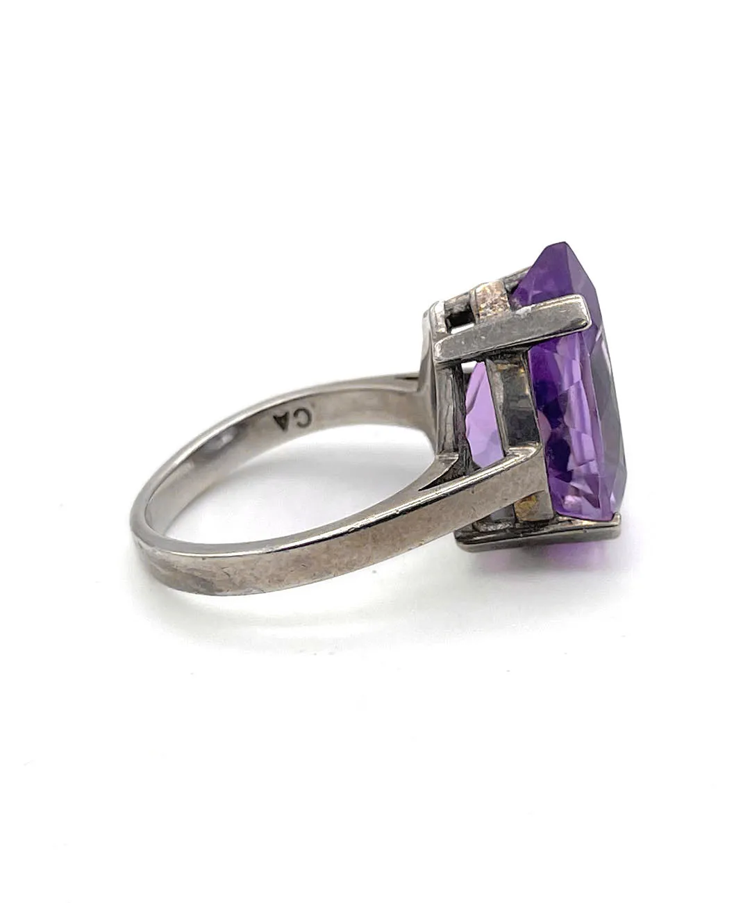 【USA輸入】ヴィンテージ スターリングシルバー パープル ペアシェイプ リング/Vintage Sterling Purple Bijou Ring