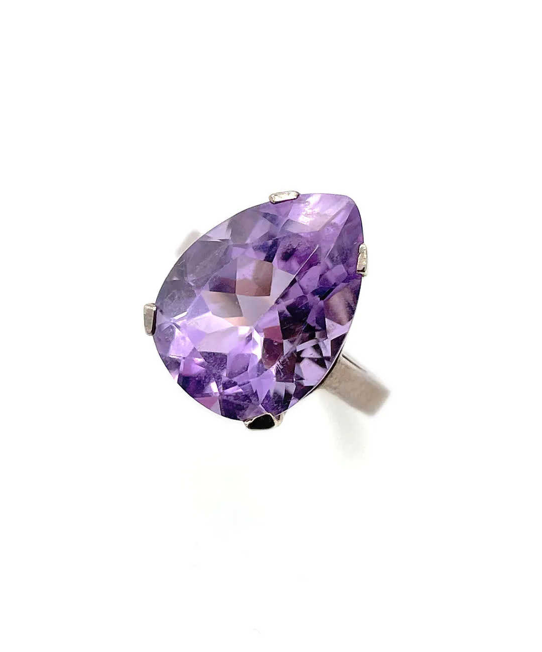 【USA輸入】ヴィンテージ スターリングシルバー パープル ペアシェイプ リング/Vintage Sterling Purple Bijou Ring