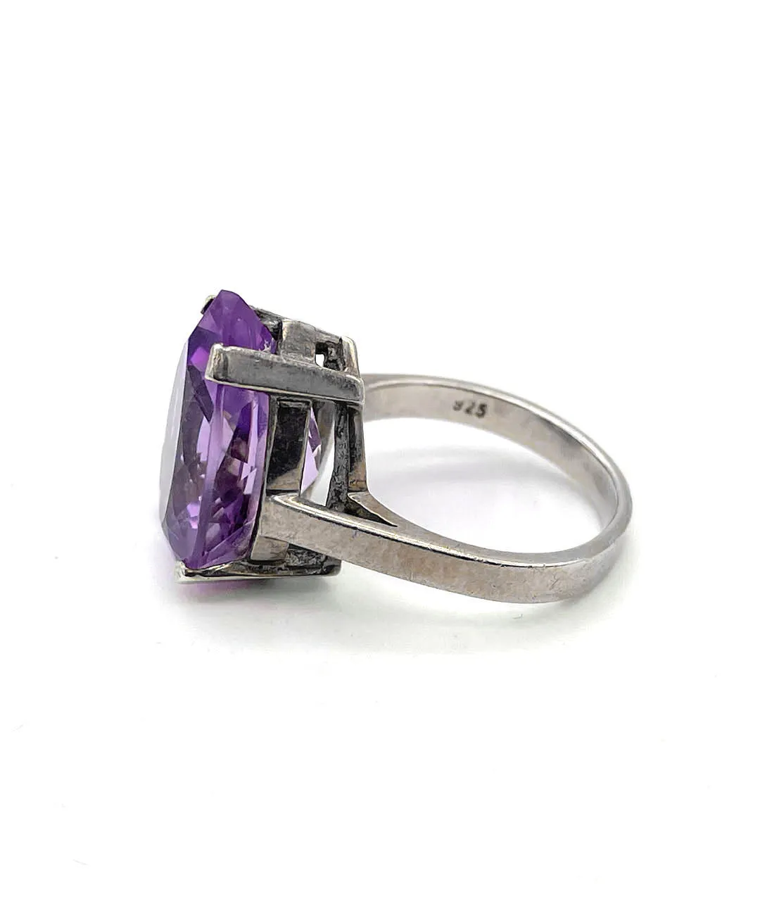 【USA輸入】ヴィンテージ スターリングシルバー パープル ペアシェイプ リング/Vintage Sterling Purple Bijou Ring