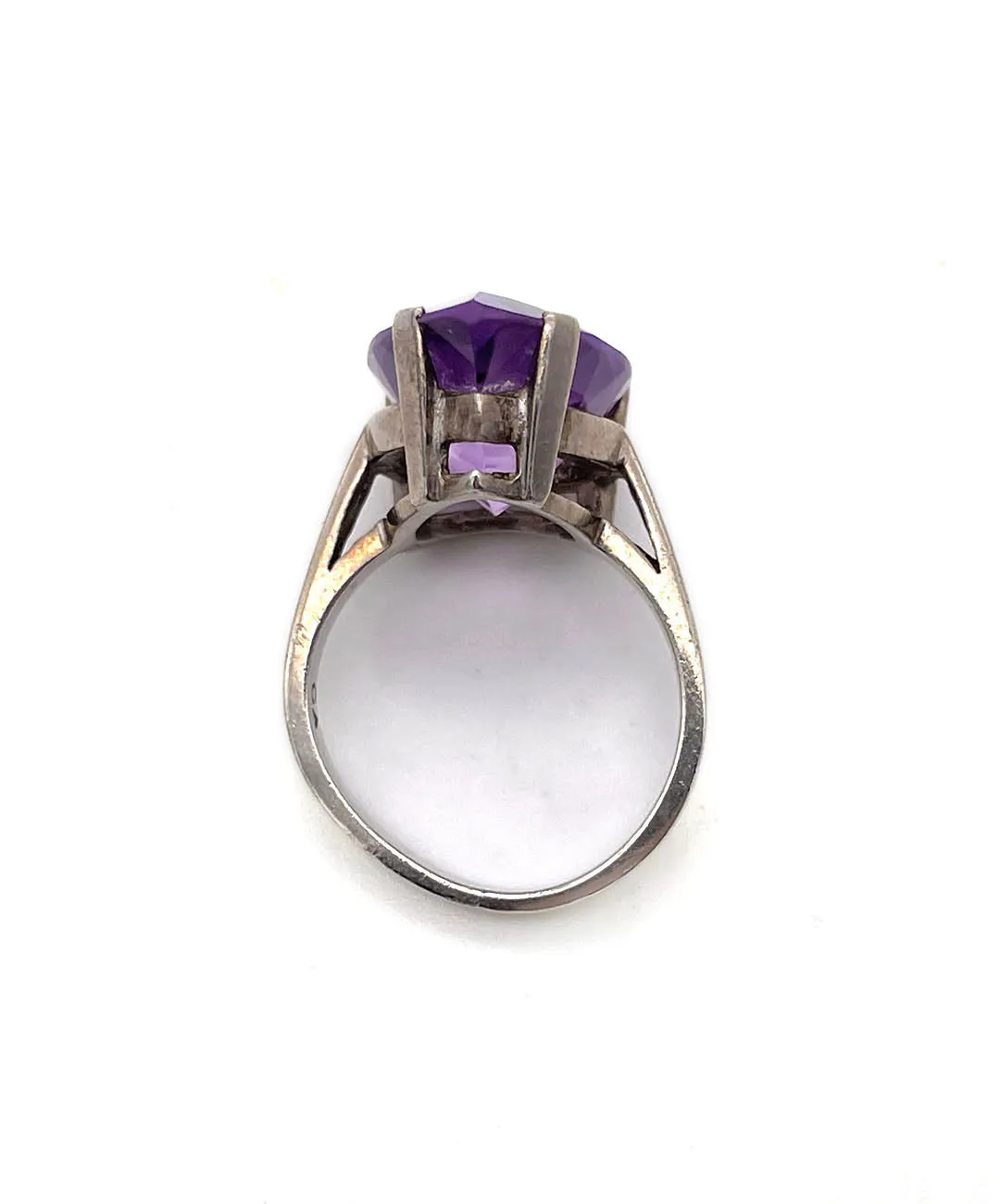 【USA輸入】ヴィンテージ スターリングシルバー パープル ペアシェイプ リング/Vintage Sterling Purple Bijou Ring