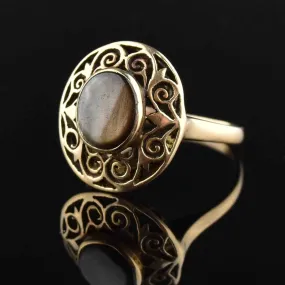 Vintage 14K Gold Tiger's Eye Statement Ring