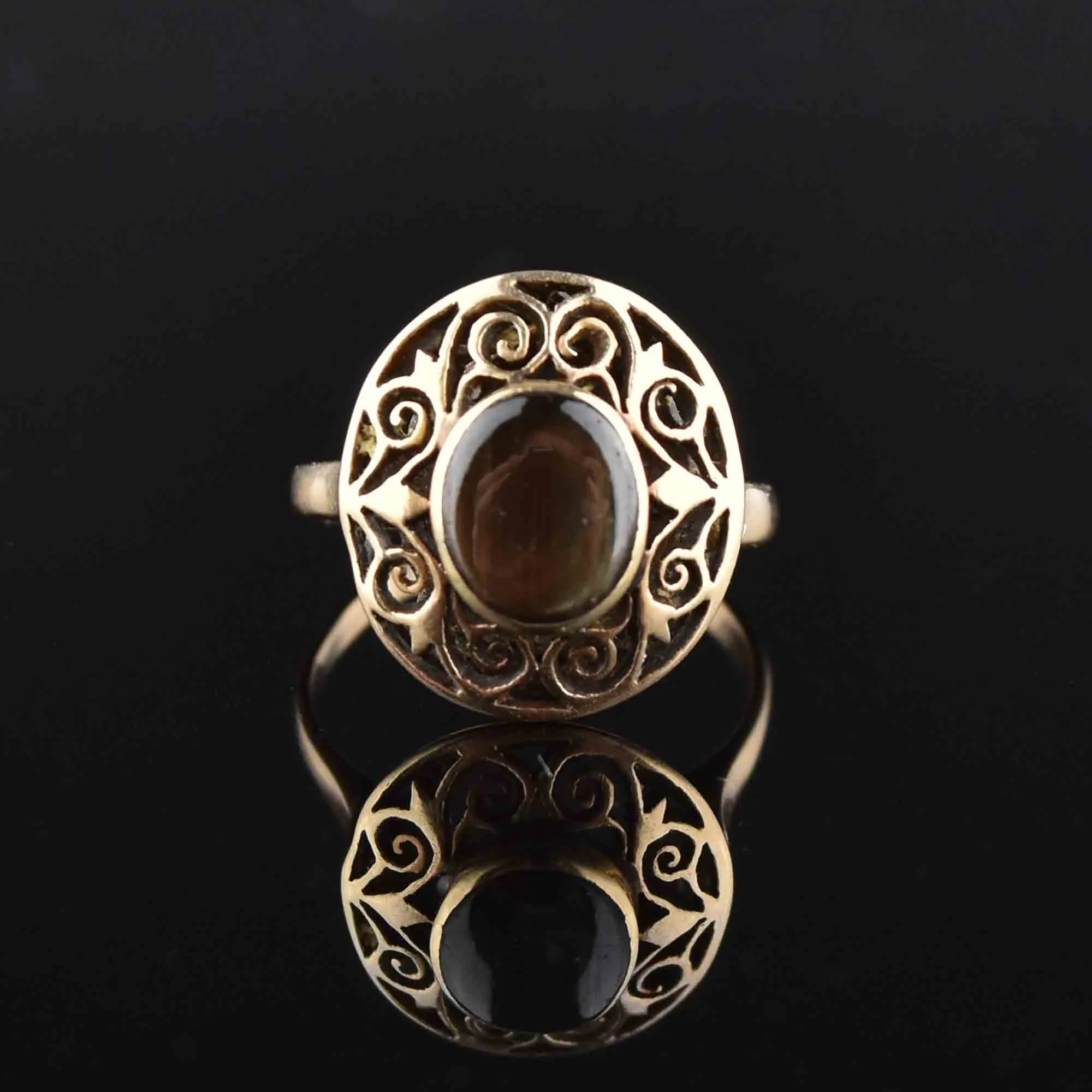 Vintage 14K Gold Tiger's Eye Statement Ring