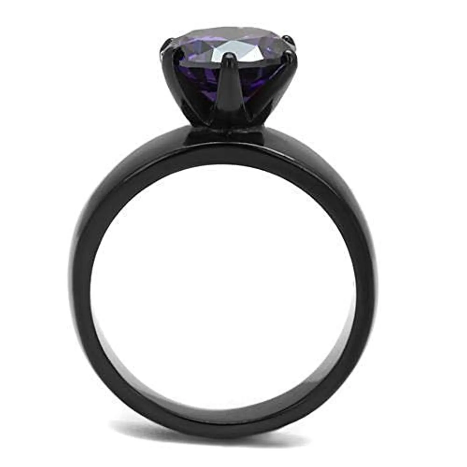 WildKlass Stainless Steel Ring IP Women AAA Grade CZ Amethyst