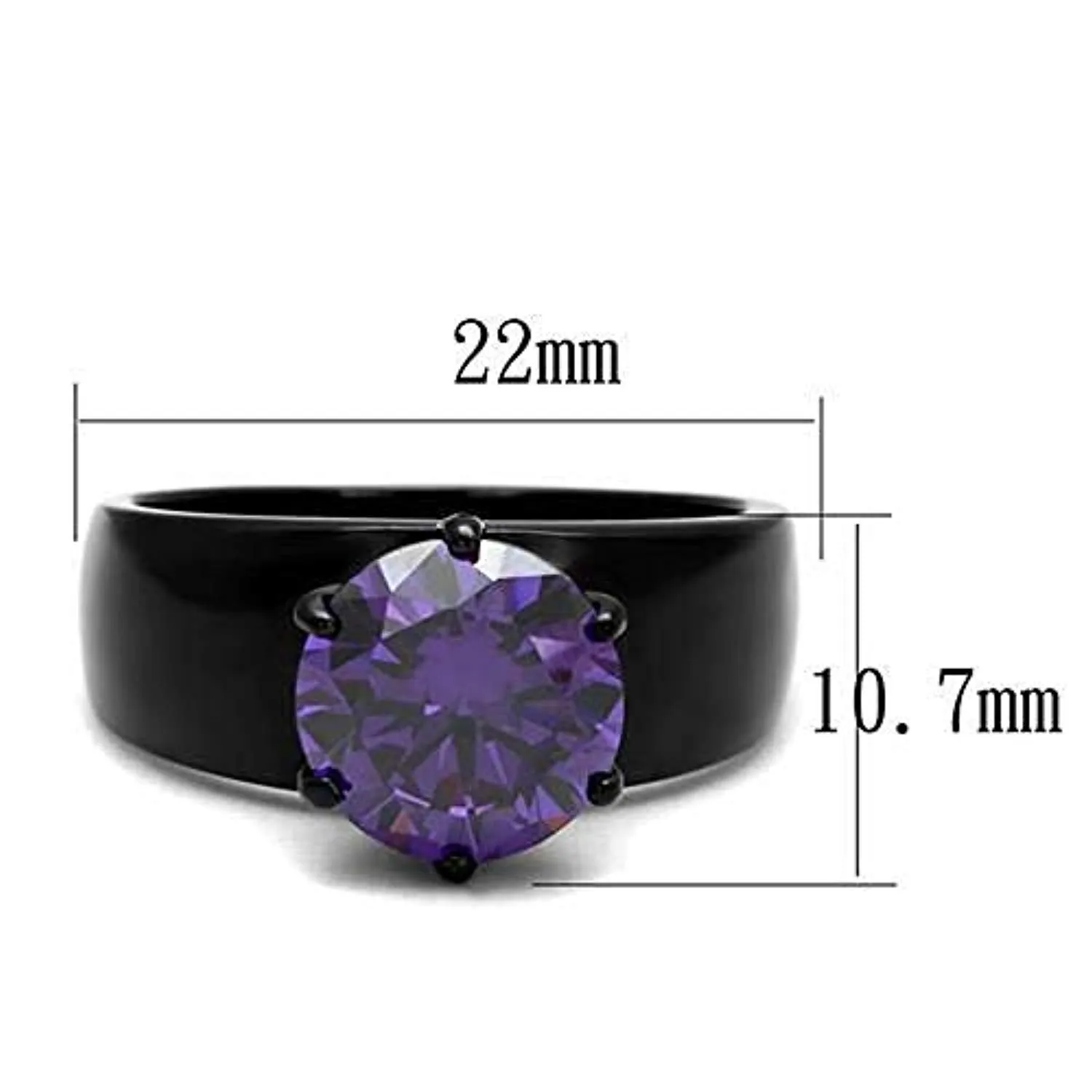 WildKlass Stainless Steel Ring IP Women AAA Grade CZ Amethyst