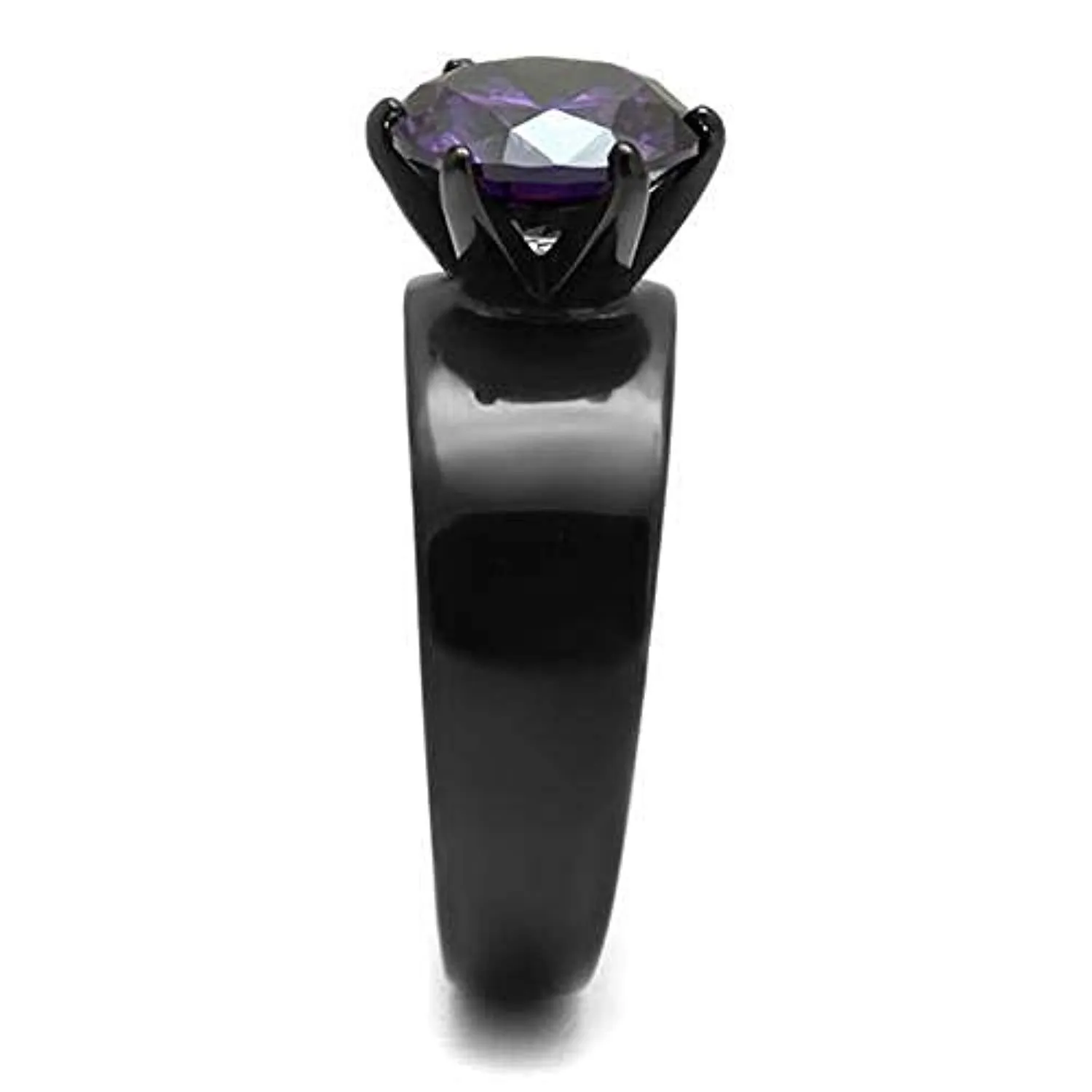 WildKlass Stainless Steel Ring IP Women AAA Grade CZ Amethyst