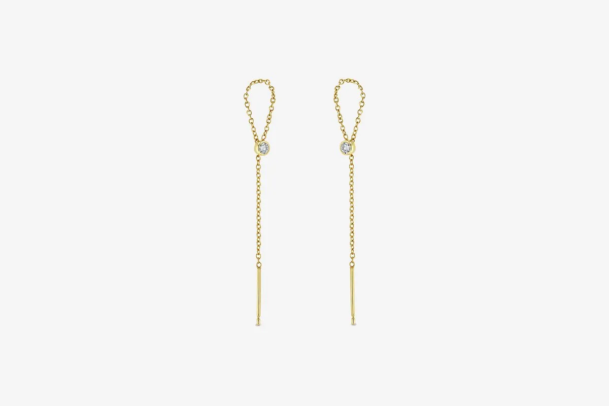 Zoe Chicco 14k Gold Diamond Bezel Threader Earrings